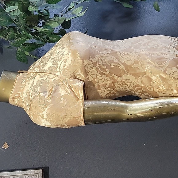 Vintage Alchemy Asian Cheongsam Jacquard Gold Dress Size S - Picture 5 of 7